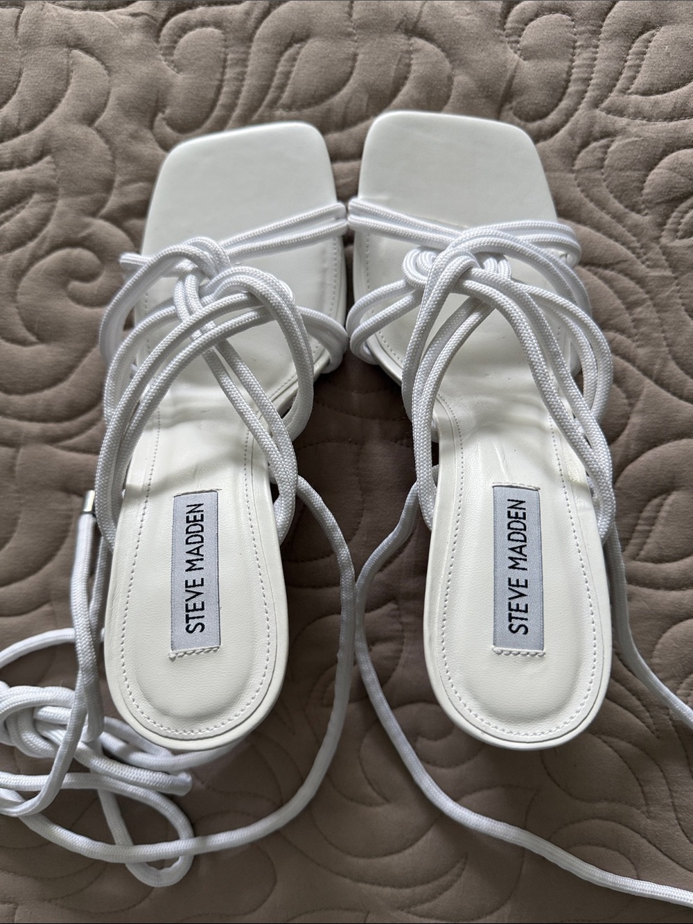 Steve Madden “Idolized” White Strappy Lace-Up Wedge Sandals — New Without Box - Picture 3 of 8